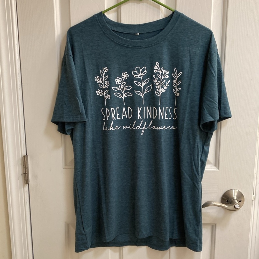 Spread Kindness like Wildflowers t-shirt shirt mental wellness top size XL green - Picture 2 of 4